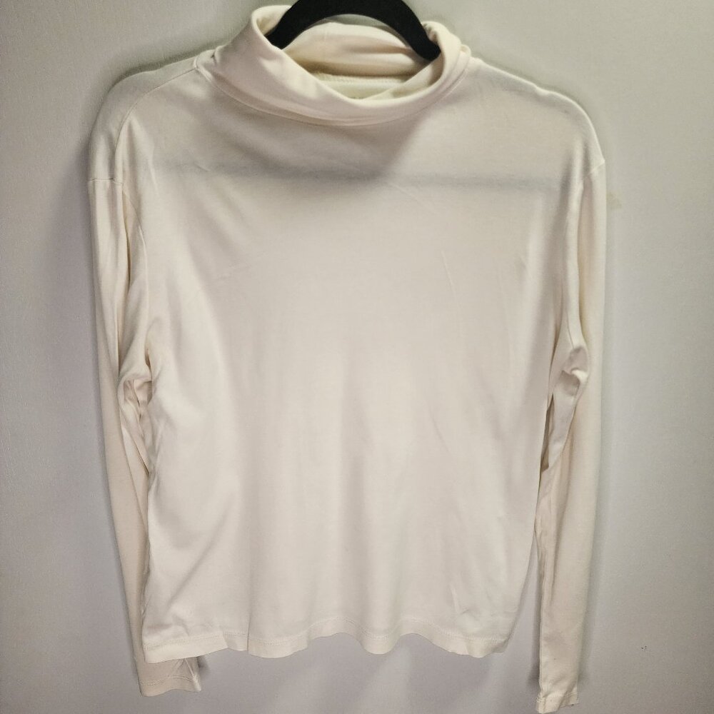 Eddie Bauer White Long Sleeve Turtle Neck Shirt - Size L